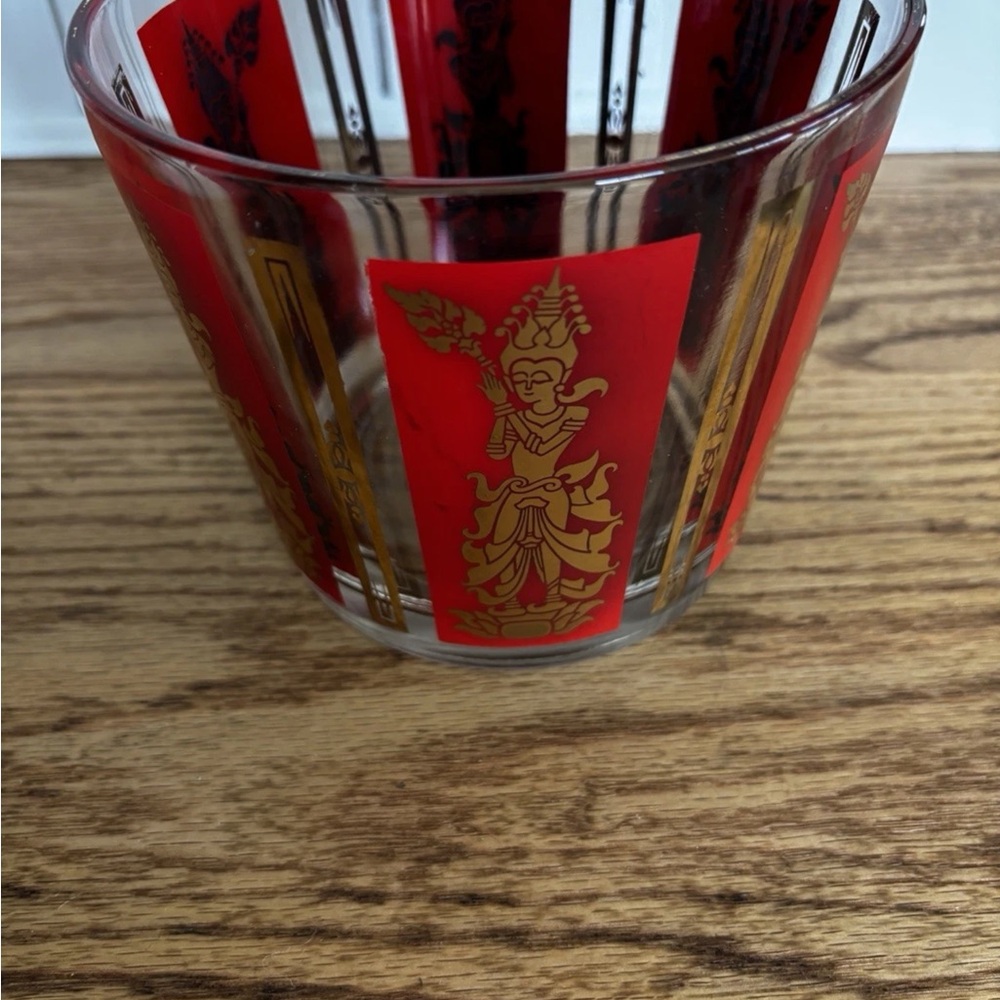 Red and Gold Culver ice bucket,mandalay